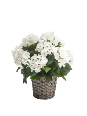 Künstliche Hortensie - Lenny, 45 cm, Kunstblume von aplanta, inkl. Dekotopf, in Natur, für drinnen