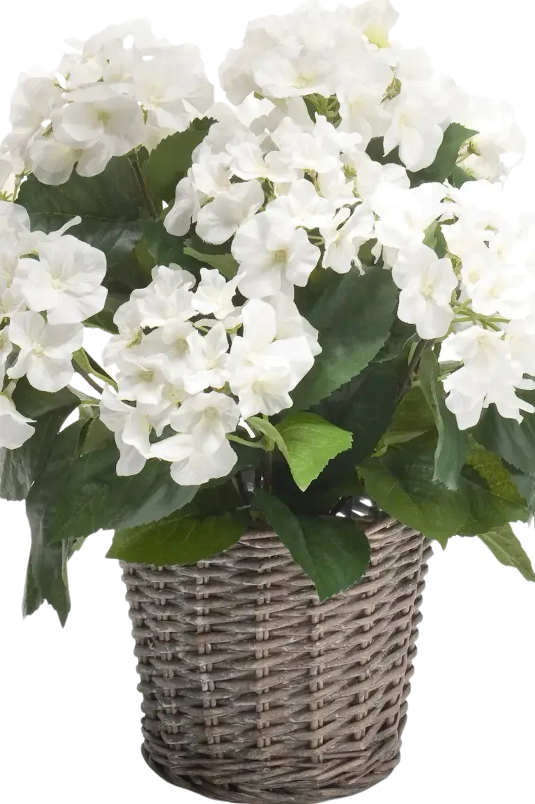 Künstliche Hortensie - Lenny, 45 cm, Kunstblume von aplanta, inkl. Dekotopf, in Natur, für drinnen
