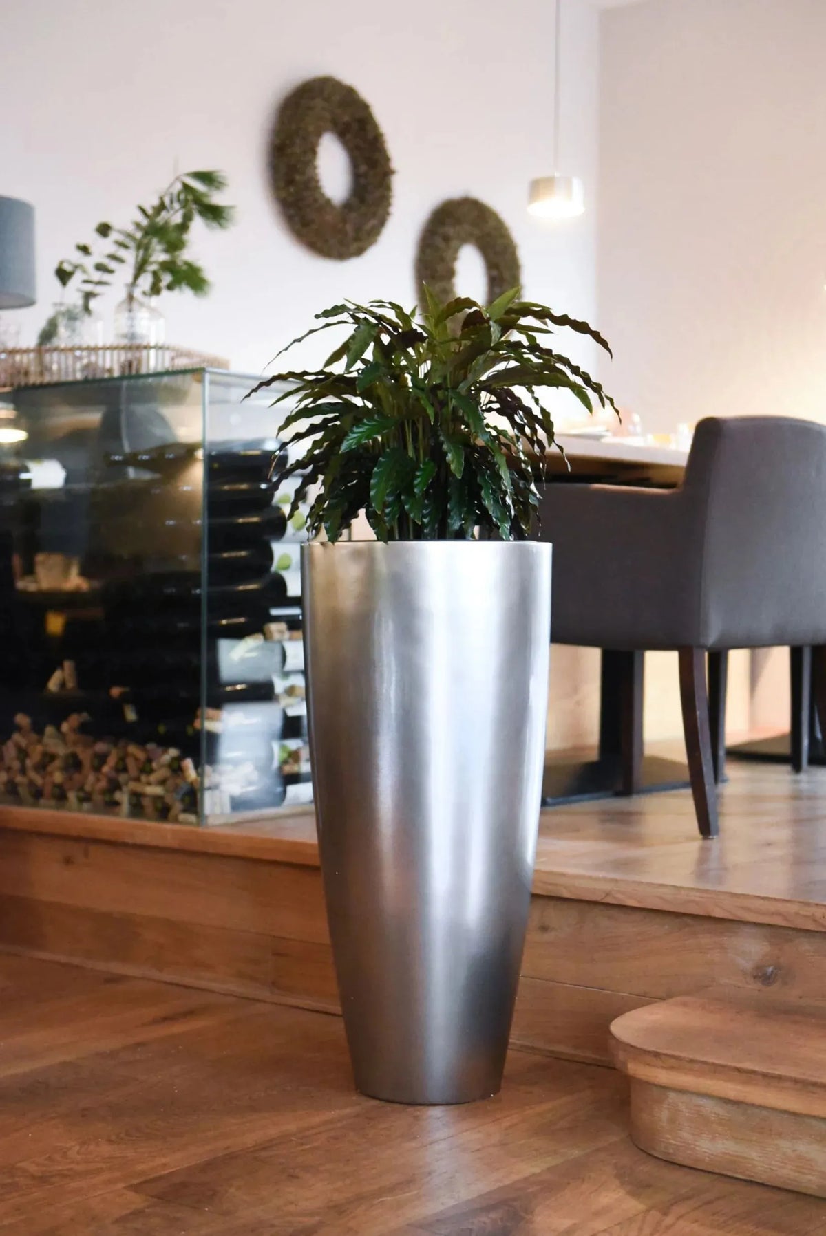 Pflanzkübel - Anouk, 80 cm, von aplanta, 80cm hoch, in Silber