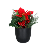 Künstliches Poinsettia-Weihnachtsarrangement - Billy, 20 cm, Kunstblume von aplanta, inkl. Dekotopf, in Rot, für drinnen
