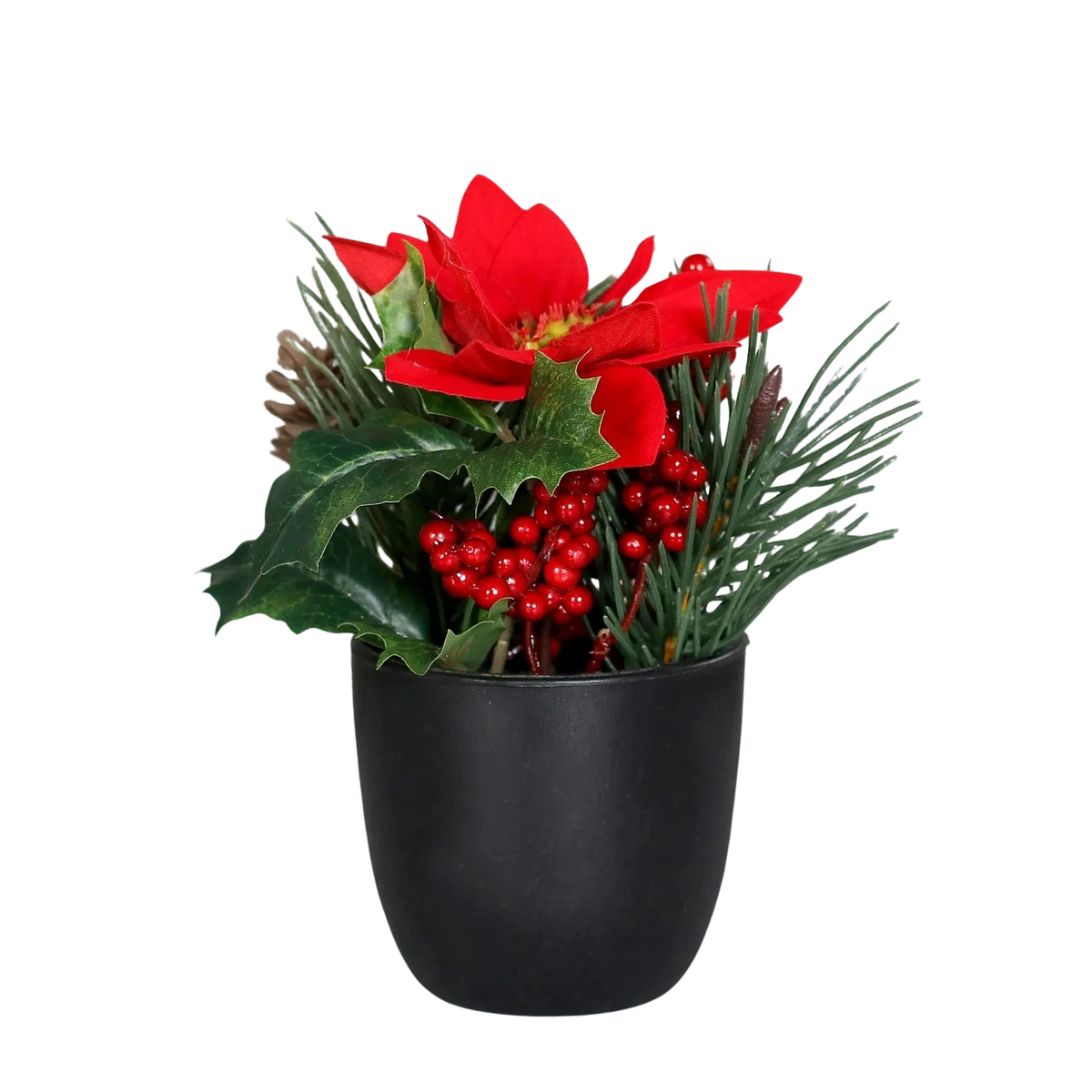 Künstliches Poinsettia-Weihnachtsarrangement - Billy, 20 cm, Kunstblume von aplanta, inkl. Dekotopf, in Rot, für drinnen