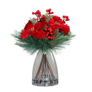 Künstliches Poinsettia-Weihnachtsarrangement - Talia, 43 cm, Kunstblume von aplanta, inkl. Dekotopf, in Rot, für drinnen