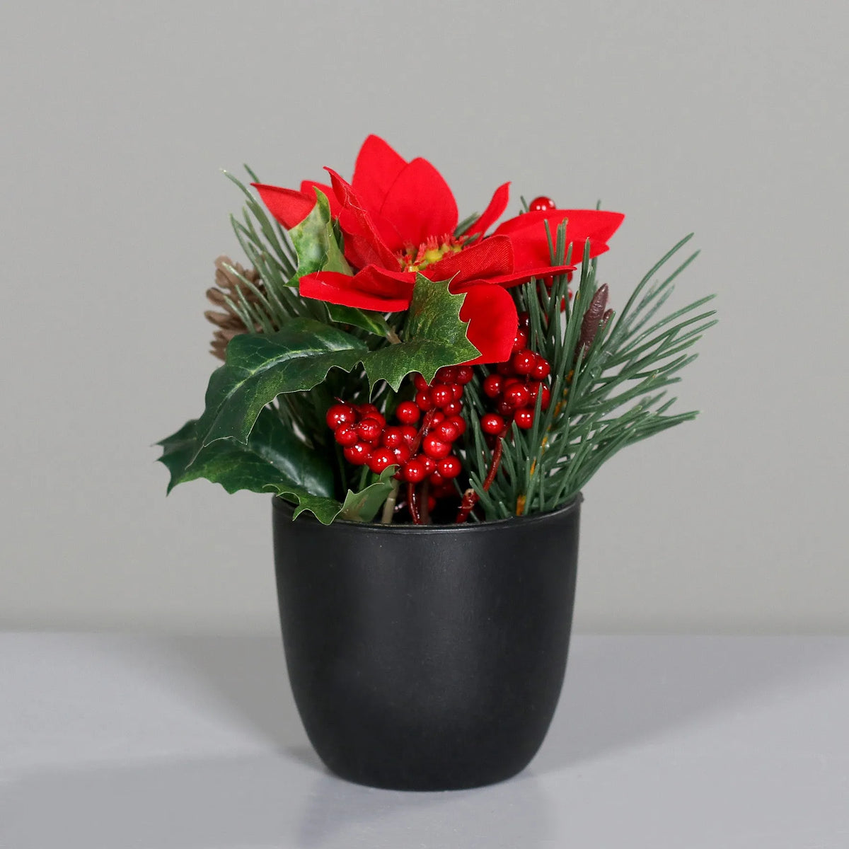 Künstliches Poinsettia-Weihnachtsarrangement - Billy, 20 cm, Kunstblume von aplanta, inkl. Dekotopf, in Rot, für drinnen