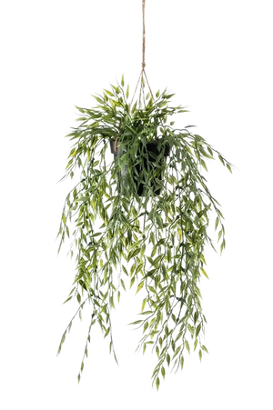 Künstlicher Hänge-Bambus - Kiana, 50 cm, Kunstpflanze von aplanta, inkl. Dekotopf, in Natur, für drinnen