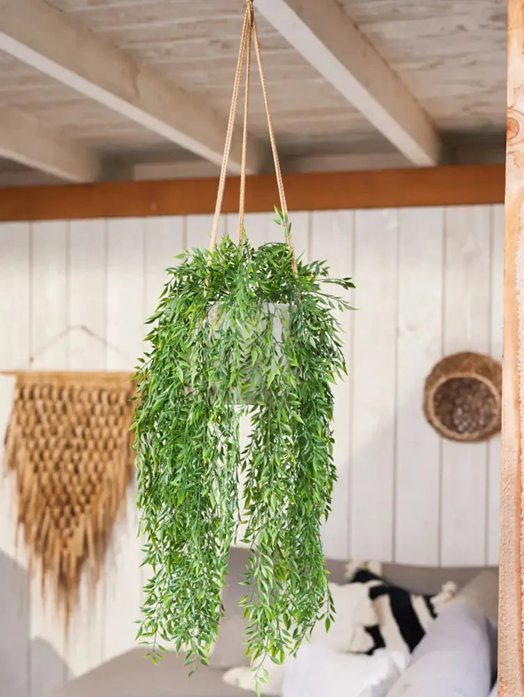 Künstlicher Hänge-Bambus - Luisa, 80 cm, Kunstpflanze von aplanta, UV-beständig, Steckpflanze, in Natur, für draußen