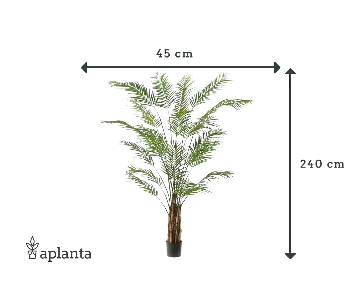 Künstliche Areca Palme - Isaiah, 240 cm, Kunstbaum von aplanta, im schwarzen Topf, in Natur, für drinnen