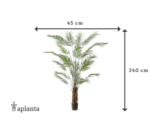 Künstliche Areca Palme - Isaiah, 240 cm, Kunstbaum von aplanta, im schwarzen Topf, in Natur, für drinnen