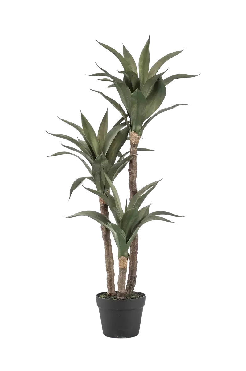 Künstliche Agave - Pepe, 100 cm, Kunstpflanze von aplanta, im schwarzen Topf, in Natur, für drinnen