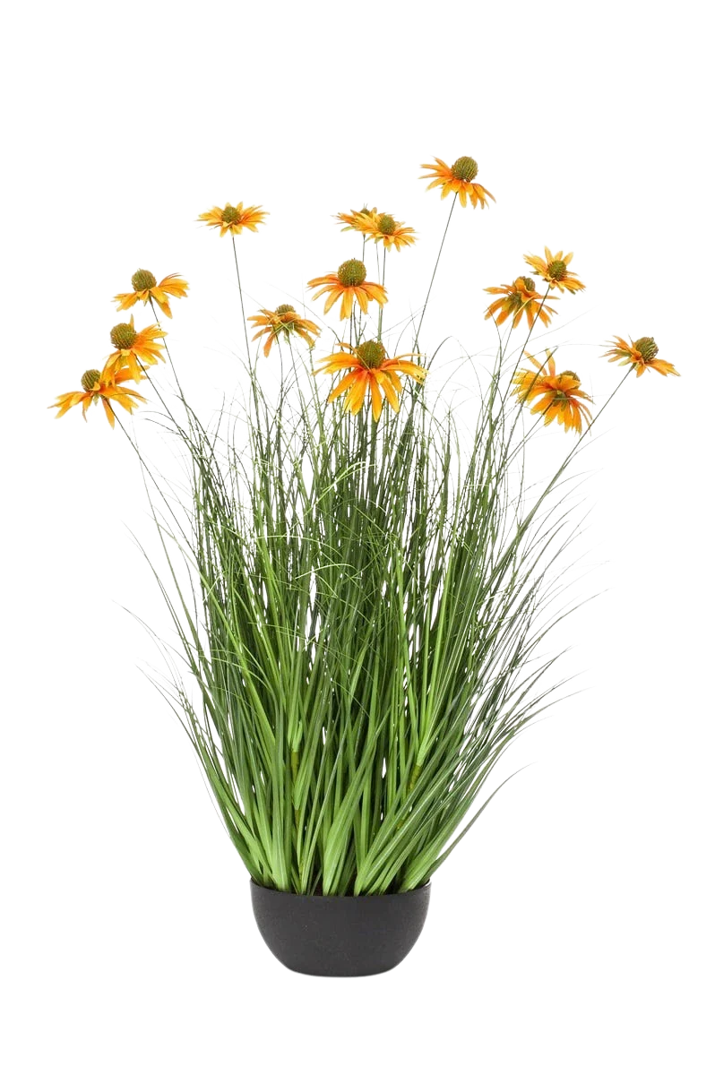 Künstliche Wiesenblumen - Mathew, 90 cm, Kunstbaum von aplanta, in Grün/orange, für drinnen