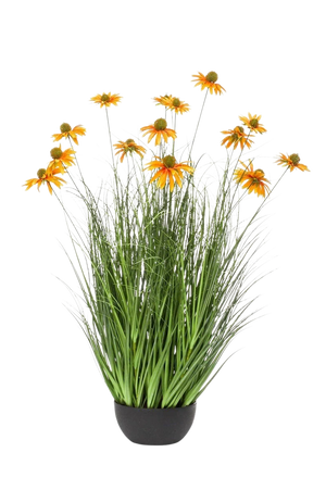 Künstliche Wiesenblumen - Mathew, 90 cm, Kunstbaum von aplanta, in Grün/orange, für drinnen