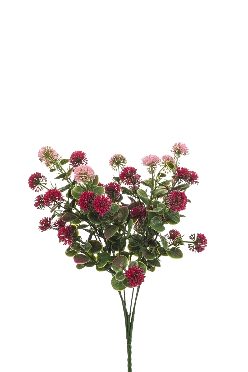 Künstlicher Kugelamarant - Angie, 36 cm, Kunstpflanze von aplanta, UV-beständig, in Rot/pink, für draußen