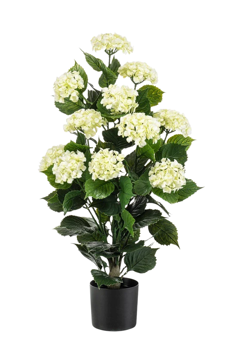 Künstliche Hortensie - Ken, 90 cm, Kunstblume von aplanta, UV-beständig, in Creme, für draußen