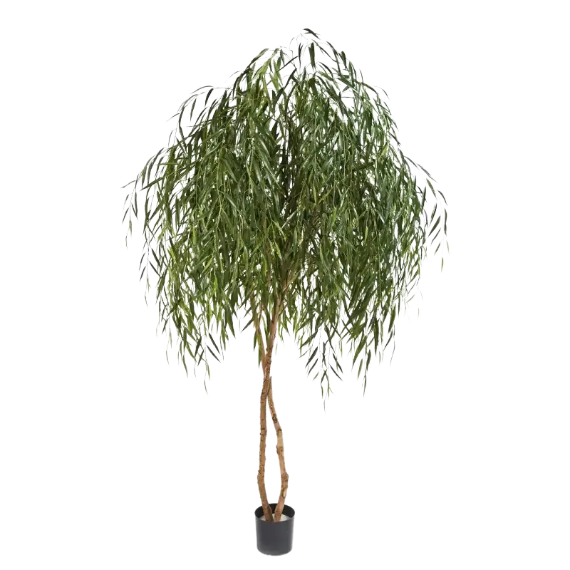 Künstliche Weide - Pepe, 240 cm, Kunstbaum von aplanta, mit Echtholzstamm, in Grün, für drinnen
