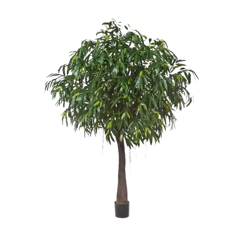 Künstlicher langblättriger Ficus - Johannes, 270 cm, Kunstbaum von aplanta, mit Echtholzstamm, im schwarzen Topf, in Natur