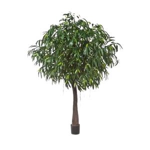 Künstlicher langblättriger Ficus - Johannes, 270 cm, Kunstbaum von aplanta, mit Echtholzstamm, im schwarzen Topf, in Natur