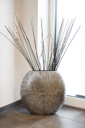 Bodenvase - Hailey, Pflanzkübel von aplanta, Schwarz, in Silber