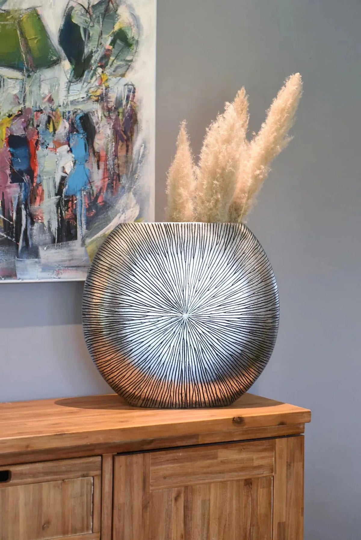 Bodenvase - Hailey, Pflanzkübel von aplanta, Schwarz, in Silber