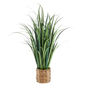 Künstliches Gras - Alaric, 90 cm, Kunstpflanze von aplanta, in Grün, für drinnen
