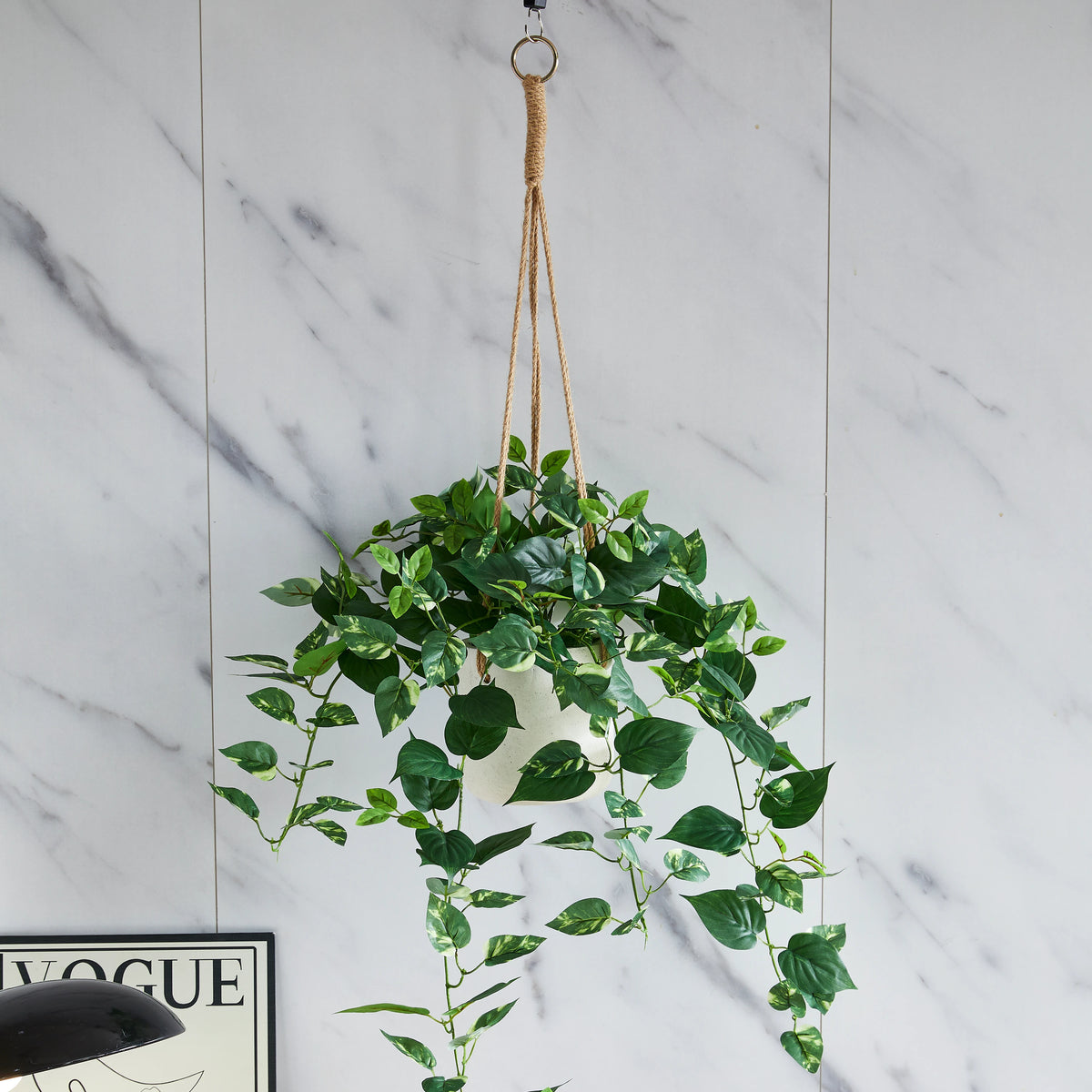 Künstlicher Hänge-Pothos - Cornelius, 80 cm, Kunstpflanze von aplanta, Steckpflanze, in Grün, für drinnen
