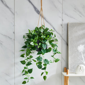Künstlicher Hänge-Pothos - Melusine, 80 cm, Kunstpflanze von aplanta, Steckpflanze, in Grün, für drinnen