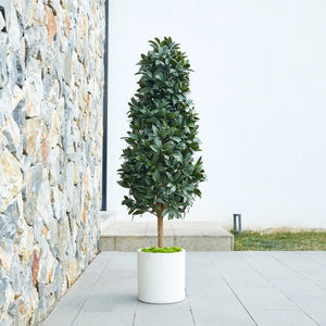 Künstlicher Lorbeerbaum - Alarion, 150 cm, Kunstbaum von aplanta, mit Echtholzstamm, UV-beständig, inkl. Startertopf, in Grün