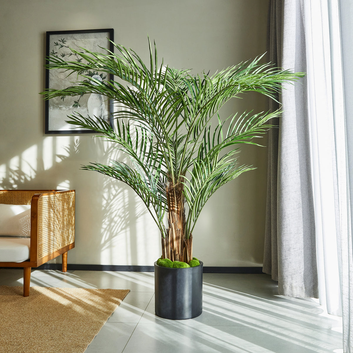 Künstliche Kentia-Palme - Caliora, 180 cm, Kunstbaum von aplanta, inkl. Startertopf, in Grün, für drinnen