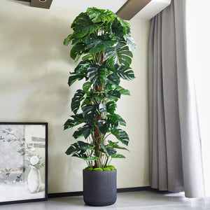 Künstlicher Split-Philodendron - Zephira, 210 cm, Kunstpflanze von aplanta, inkl. Startertopf, in Grün, für drinnen