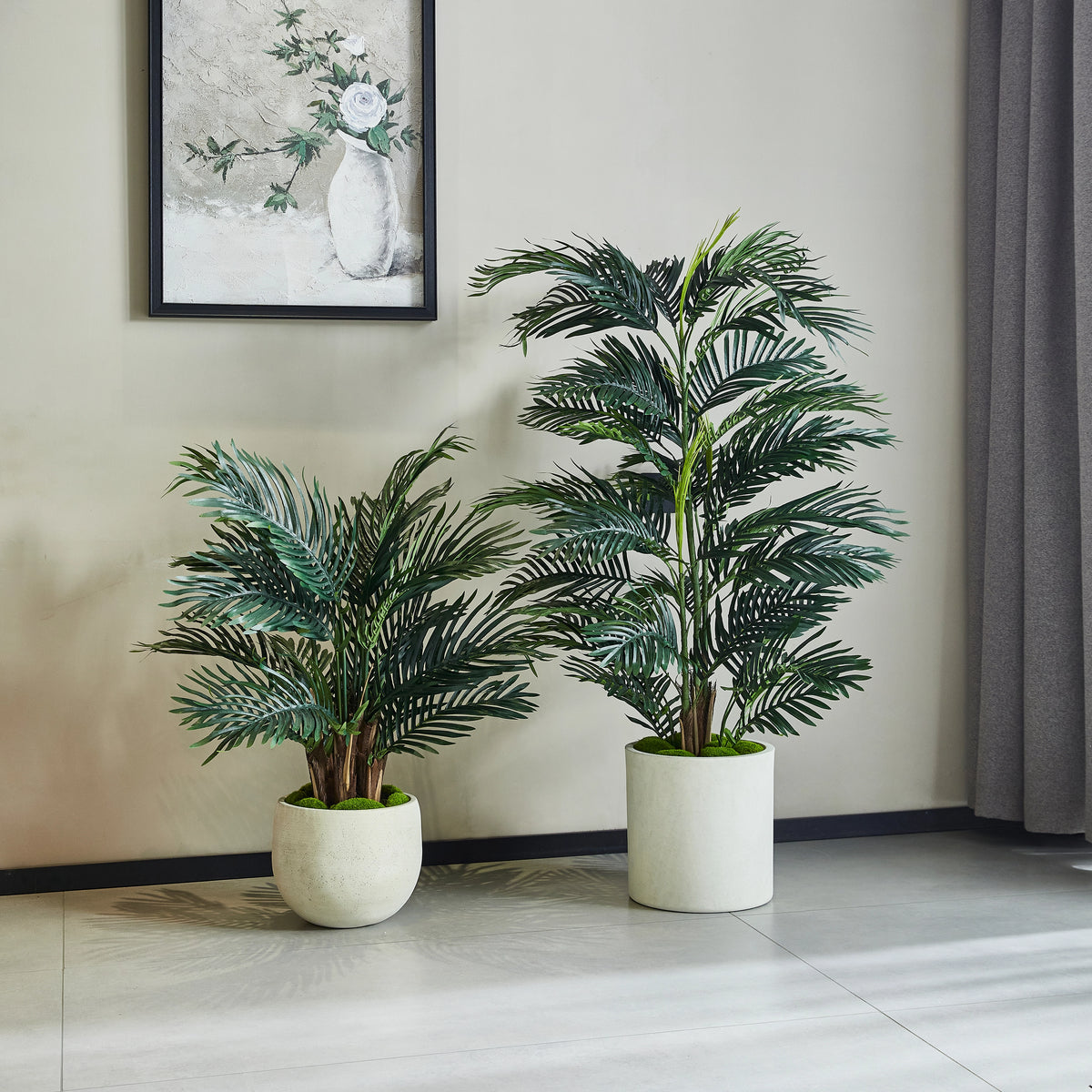 Künstlicher Palmfarn - Alamea, 75 cm, Kunstpflanze von aplanta, inkl. Startertopf, in Grün, für drinnen