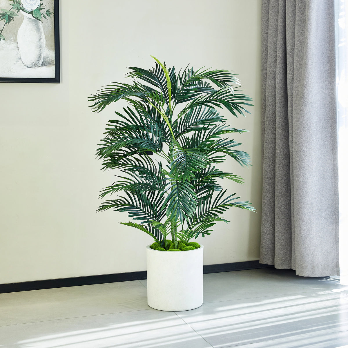 Künstliche Palme - Maleko, 120 cm, Kunstbaum von aplanta, inkl. Startertopf, in Grün, für drinnen