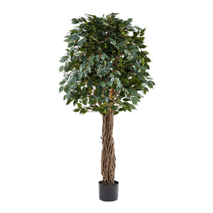 Künstlicher Ficus - Amadior, 210 cm, Kunstbaum von aplanta, mit Echtholzstamm, UV-beständig, in Grün, für drinnen