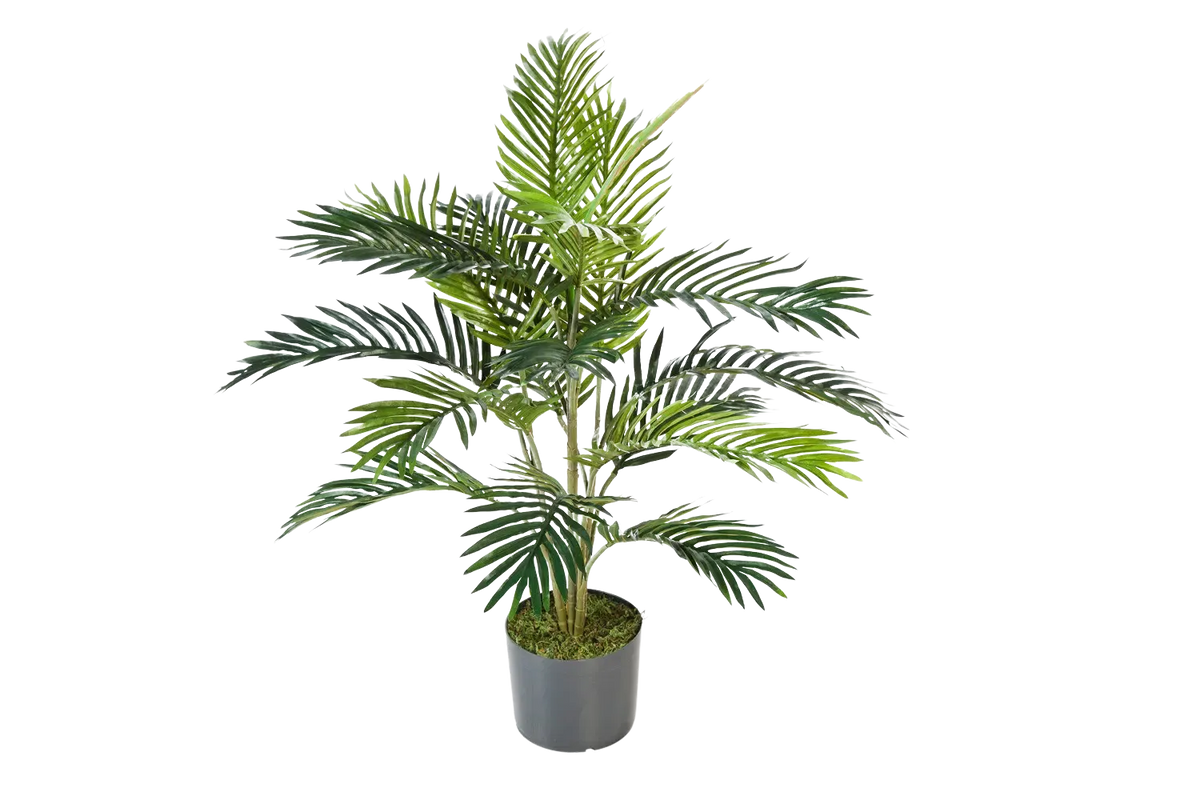Künstliche Goldfruchtpalme - Connor, 90 cm, Kunstbaum von aplanta, im schwarzen Topf, in Natur, für drinnen