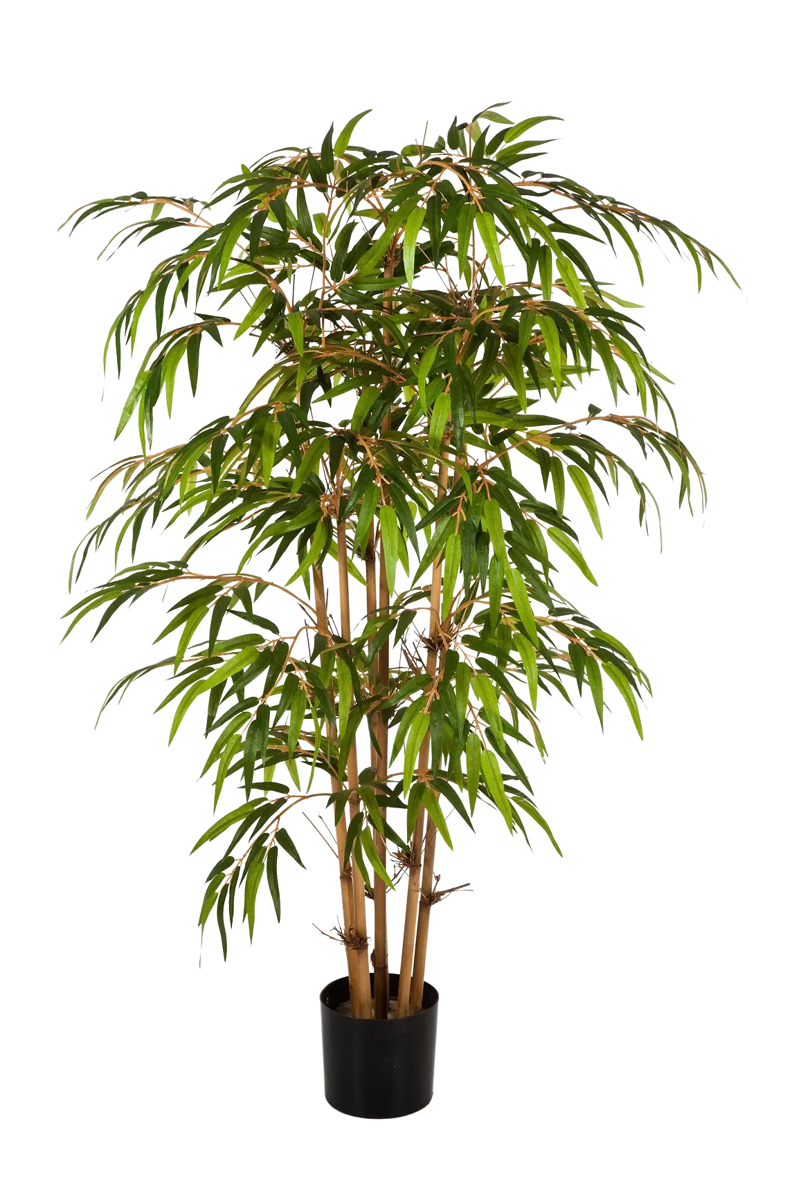 Künstlicher Bambus - Lasse, 120 cm, Kunstbaum von aplanta, mit Echtholzstamm, im schwarzen Topf, in Natur, für drinnen