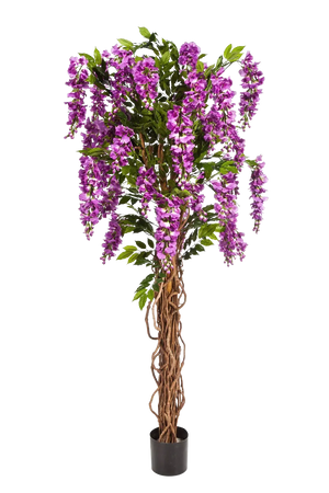 Künstliche Wisteria Liana - Rita, 180 cm, Kunstbaum von aplanta, mit Echtholzstamm, für drinnen
