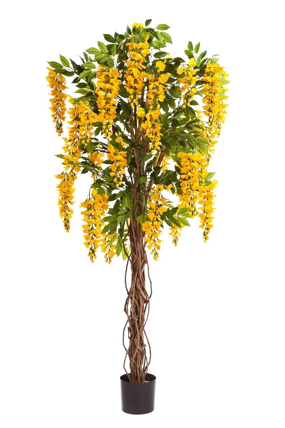 Künstliche Wisteria Liana - Runa, 180 cm, Kunstbaum von aplanta, mit Echtholzstamm, in Gelb, für drinnen