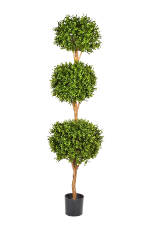 Künstlicher Buchsbaum - Ruben, 190 cm, Kunstbaum von aplanta, im schwarzen Topf, in Natur, für drinnen