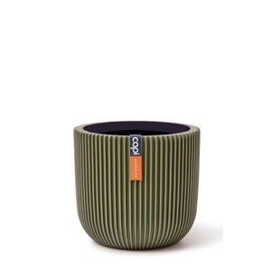 Pflanzentopf Kugel Groove grün I 14x13 cm, 14x13cm, Pflanzkübel von aplanta, für drinnen & draußen