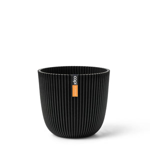 Blumentopf Kugel Groove 16,5x15 Schwarz, Pflanzkübel von aplanta, für drinnen & draußen