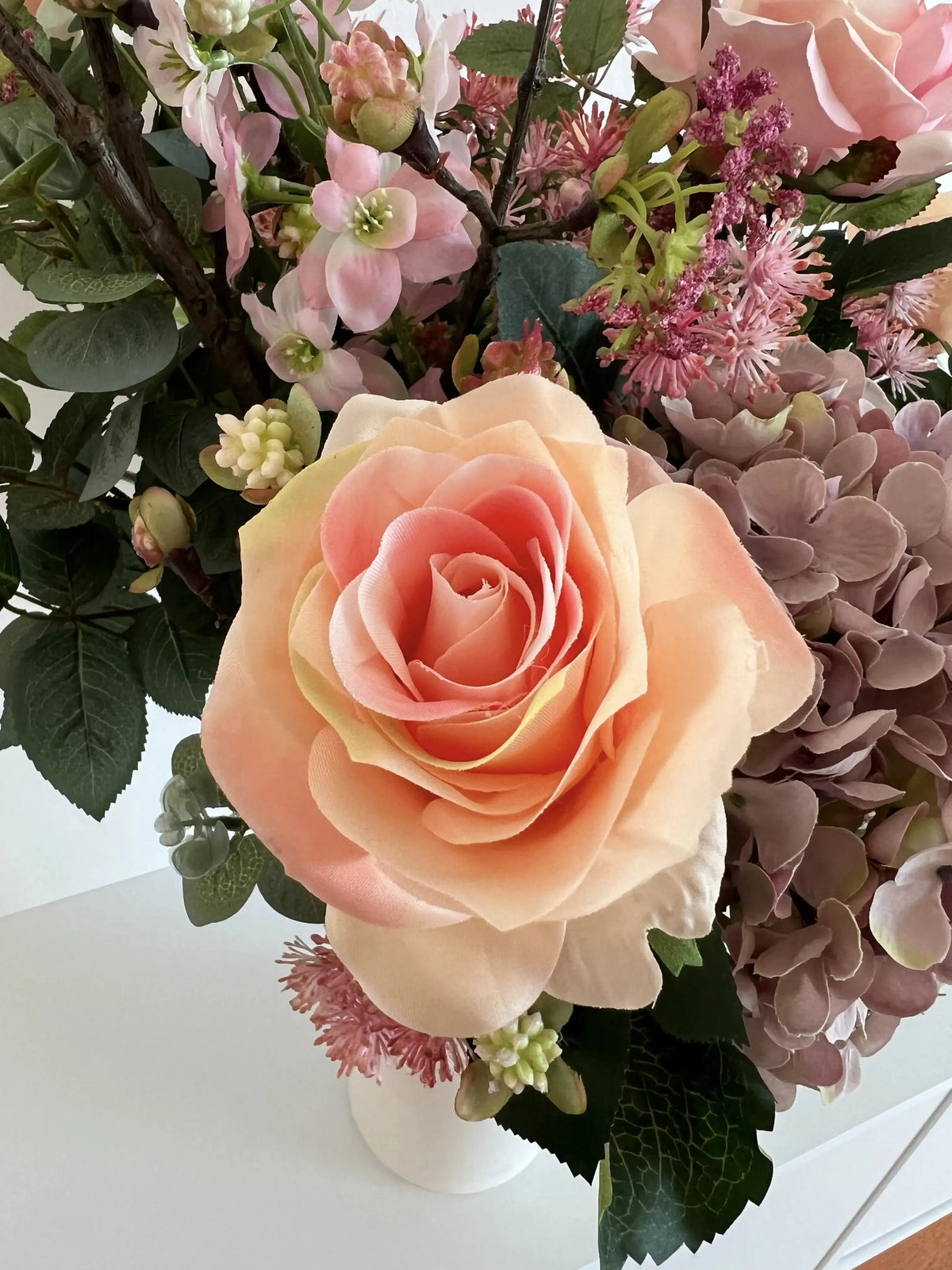 Künstlicher Blumenstrauß - Mystic, 65 cm, Kunstblume von aplanta, handgebunden, in Natur, für drinnen
