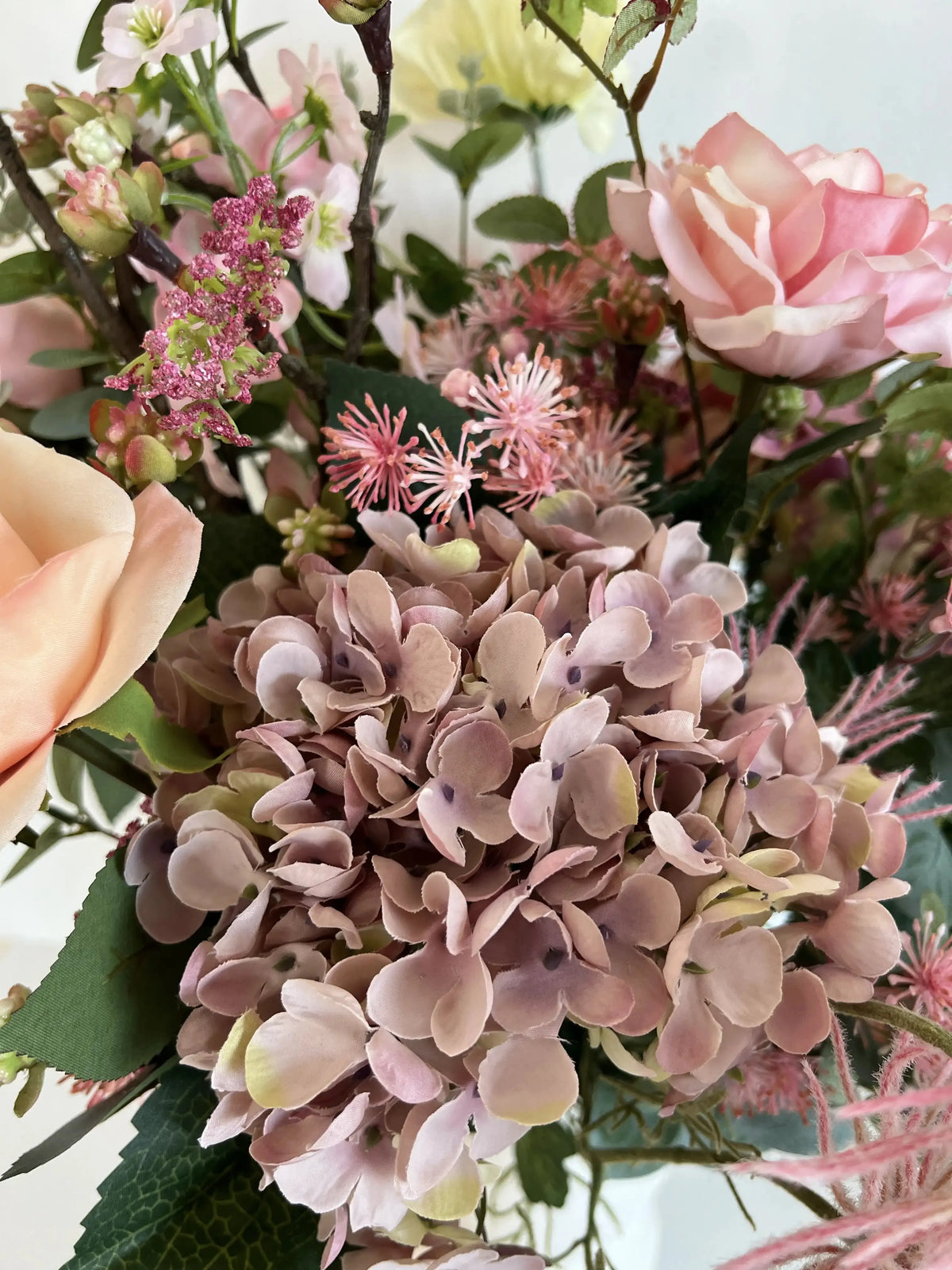 Künstlicher Blumenstrauß - Mystic, 65 cm, Kunstblume von aplanta, handgebunden, in Natur, für drinnen