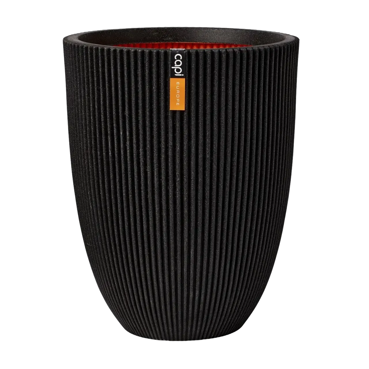 Pflanzkübel elegant niedrig Groove schwarz, 34x46cm, von aplanta, für drinnen & draußen