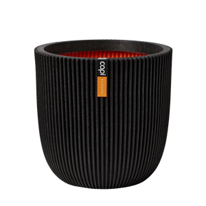 Blumentopf Kugel Groove schwarz, 43x41cm, Pflanzkübel von aplanta, für drinnen & draußen