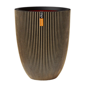 Blumentopf elegant niedrig Groove schwarz gold, 34x46cm, Pflanzkübel von aplanta, in Schwarz-Gold, für drinnen & draußen
