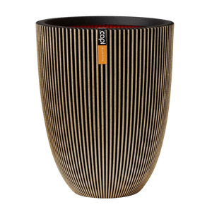 Blumentopf elegant niedrig Groove schwarz gold, 46x58cm, Pflanzkübel von aplanta, in Schwarz-Gold, für drinnen & draußen