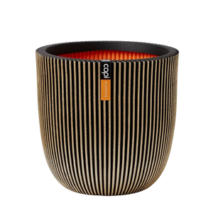 Blumentopf Kugel Groove schwarz gold, 43x41cm, Pflanzkübel von aplanta, in Schwarz-Gold, für drinnen & draußen