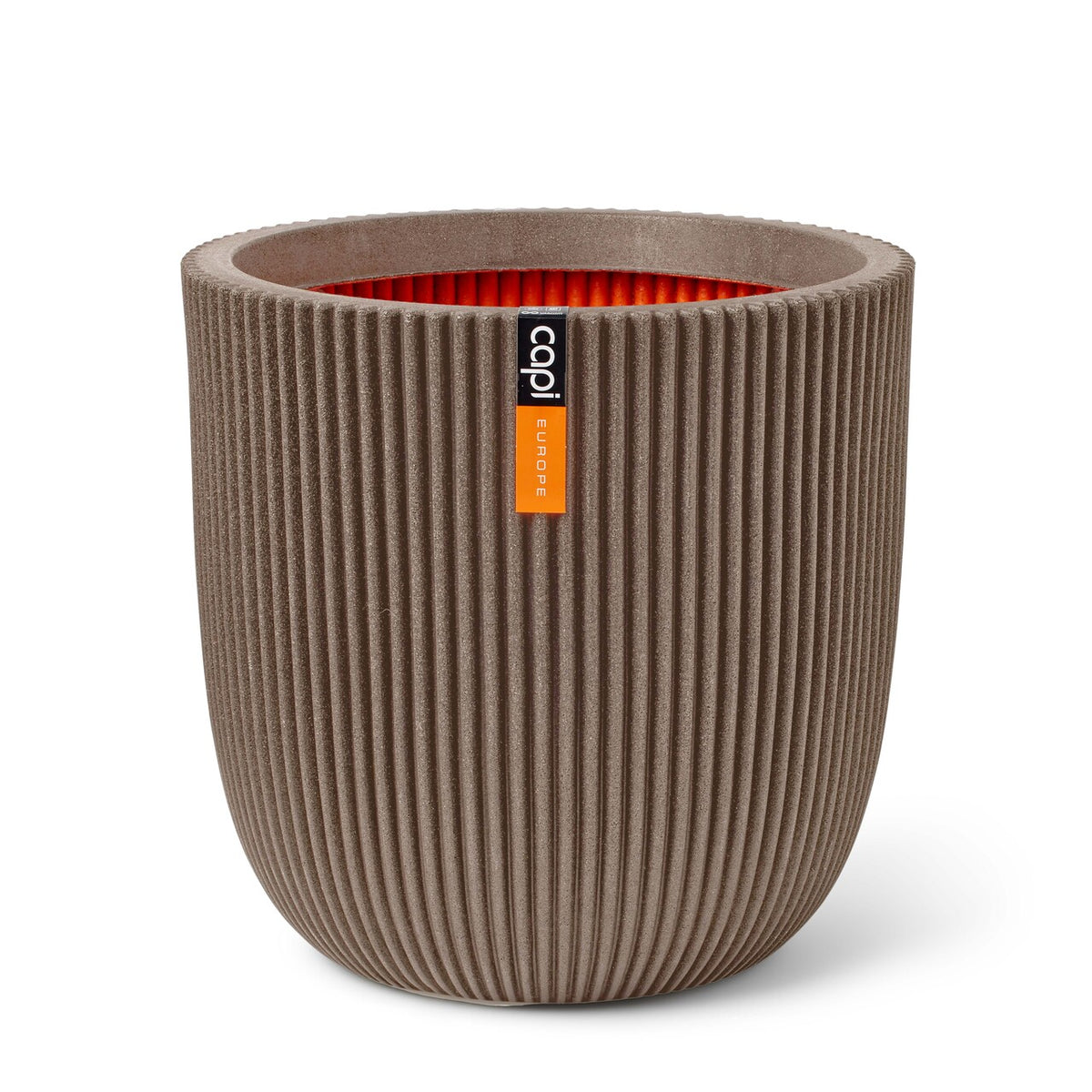 Blumentopf Kugel Groove warmes taupe, 35x34cm, Pflanzkübel von aplanta, für drinnen & draußen
