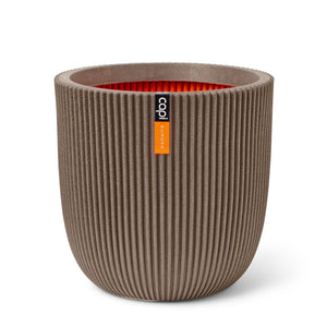 Blumentopf Kugel Groove warmes taupe, 43x41cm, Pflanzkübel von aplanta, für drinnen & draußen