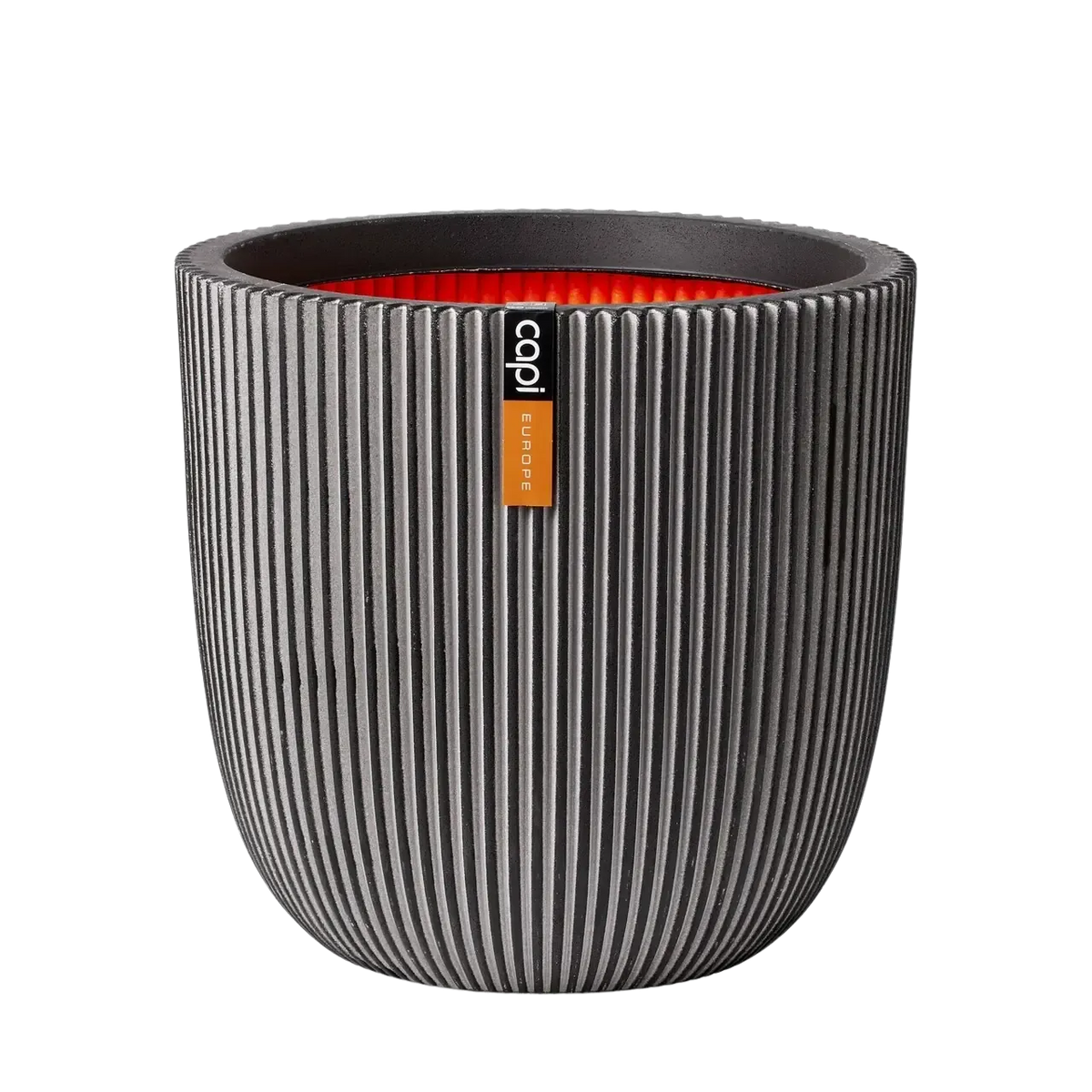 Übertopf Kugel Groove anthrazit, 35x34cm, Pflanzkübel von aplanta, für drinnen & draußen