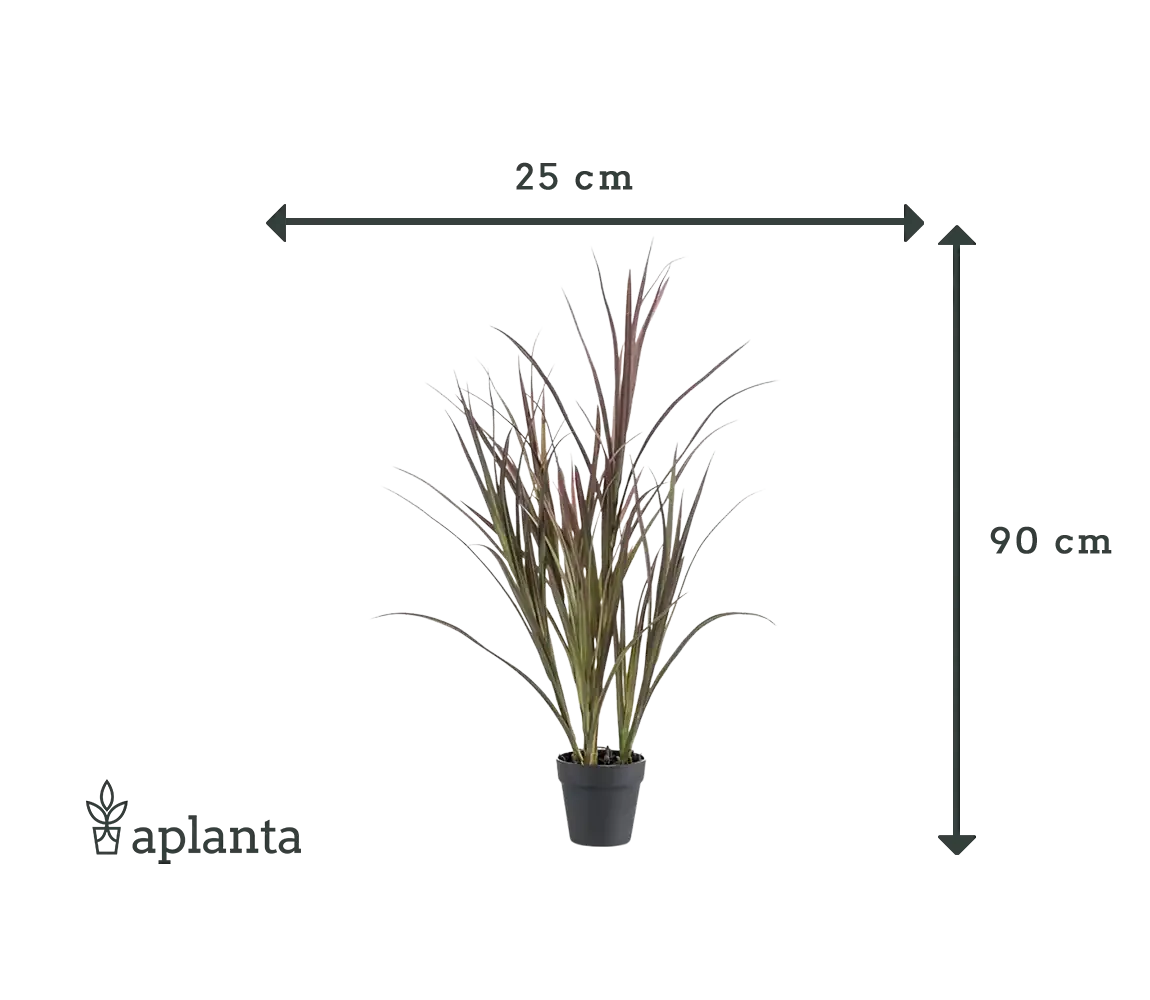 Künstliches Gras - Matilda, 90 cm, Kunstpflanze von aplanta, UV-beständig, im schwarzen Topf, in Natur, für draußen