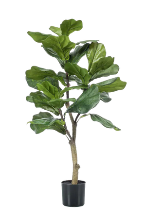 Künstlicher Ficus Lyrata - Mona, 90 cm, Kunstbaum von aplanta, im schwarzen Topf, in Natur, für drinnen