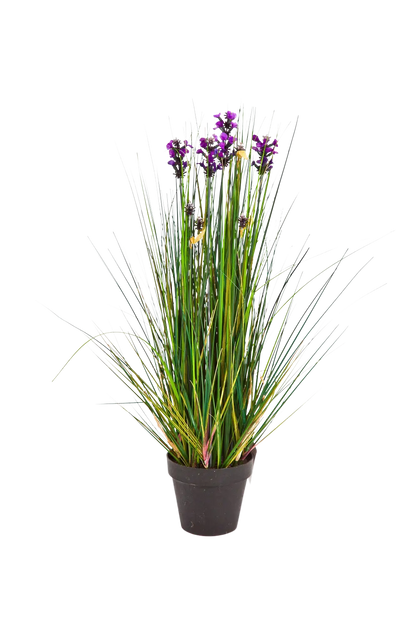 Künstlicher Lavendel - Milly, 60 cm, Kunstpflanze von aplanta, im schwarzen Topf, in Natur, für drinnen